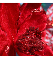 Glitter Artificial Poinsettia Flowers 10 Pcs Christmas Decorations for Tree Garland Rattan Accessories