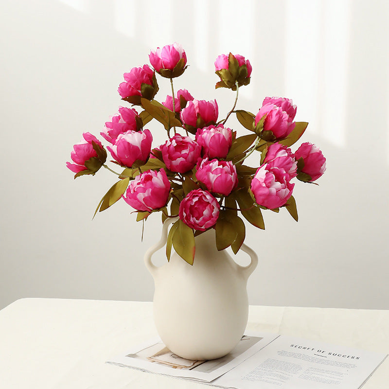 Peony Bush with 4 Blooms, 29" Tall, Silk-Like Fabric, for Weddings, Home Decor, and Events
