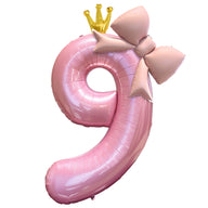 Pink Bow Number Balloons - 21 Inch Foil Balloons for Girls Birthday Decor Kids Outdoor Photo Props Party Scene Setup