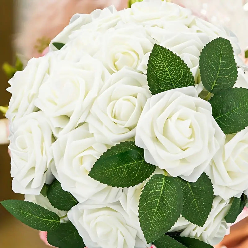 Bulk 25Pcs Ivory Roses 2025 Real Touch Foam Flowers for DIY Wedding Bouquets Bridal Shower Centerpieces Boho Party Decor Wholesale