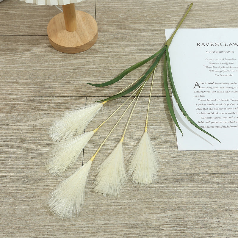20" Artificial Pampas Grass Stem, Single Feather Reed Stem for Wedding Centerpieces & Home Decor, Realistic Faux Silk Pampas