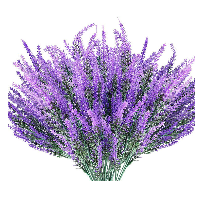 Bulk 10 Pcs Lavender Artificial Flowers Real Touch Silk Stems UV Coating Weatherproof  Plants for Outdoor Window Boxes Farmhouse Wholesale
