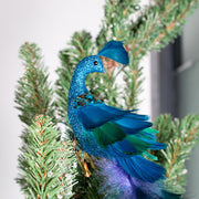 Artificial Long Tail Blue Peacock Ornaments 12 Inch 6 Pcs Christmas Hanging Decorations