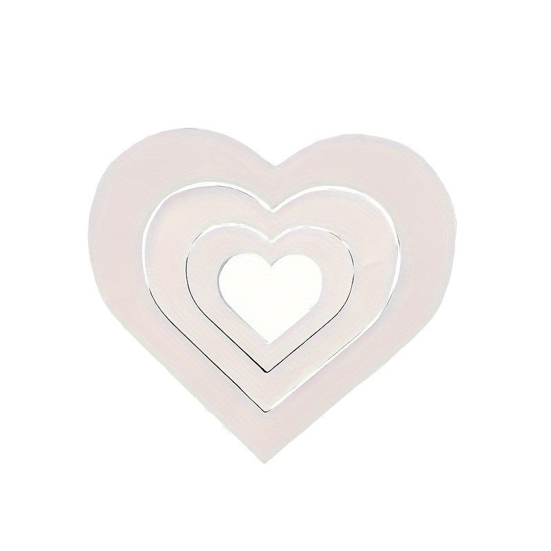 3-Piece White Chevron Heart Decorations - Wedding & Valentine's Day Decor (7in Max Size)