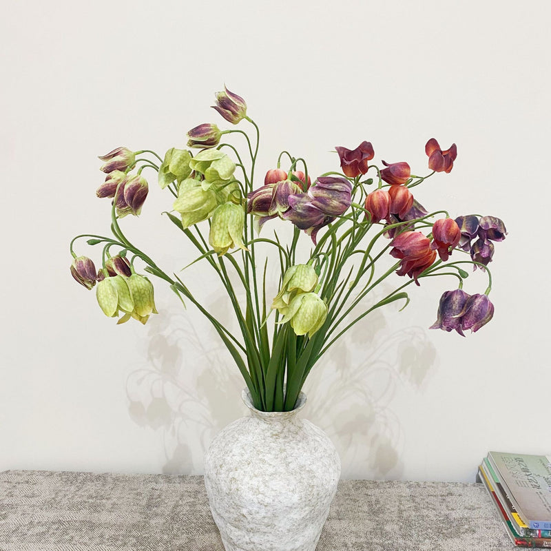 Artificial Fritillaria Flower Bush, Retro Style Faux Silk and Plastic Blend, 70cm Tall, Perfect for Weddings, Home Decor, and Events