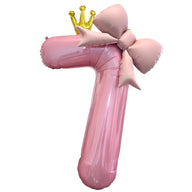 Pink Bow Number Balloons - 21 Inch Foil Balloons for Girls Birthday Decor Kids Outdoor Photo Props Party Scene Setup