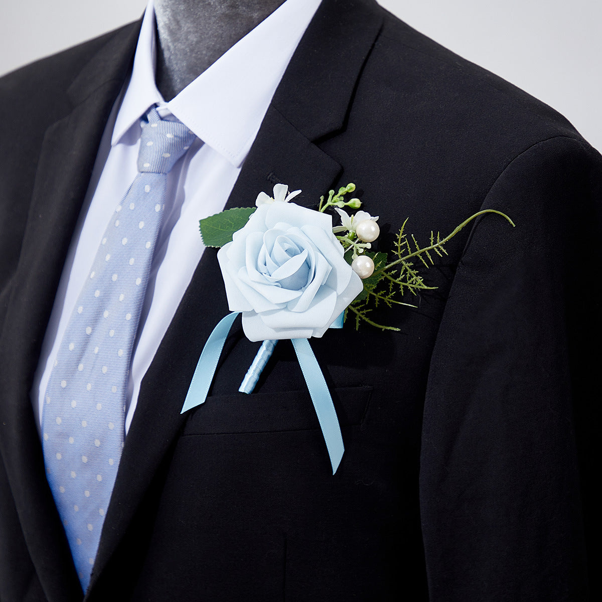 Premium 6 Pcs Men's Boutonniere High Quality Silk Rose Wedding Groomsmen Corsage Prom Anniversary Events Durable Floral Accessories
