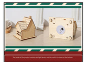 3 Pcs Glow Cabin Set with Church and Elk for Xmas Tree Table Decor Artificial Holiday Ornaments