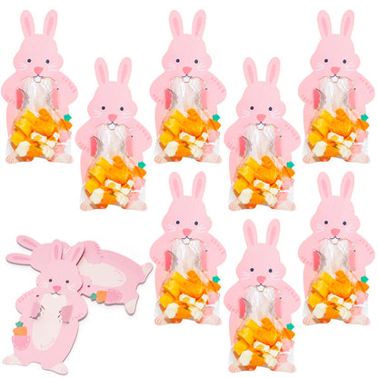 20 Pcs Easter Gift Bags - Cute Rabbit Cartoon Candy Bags for Chocolate Treats (5.5x4.3 Inches)