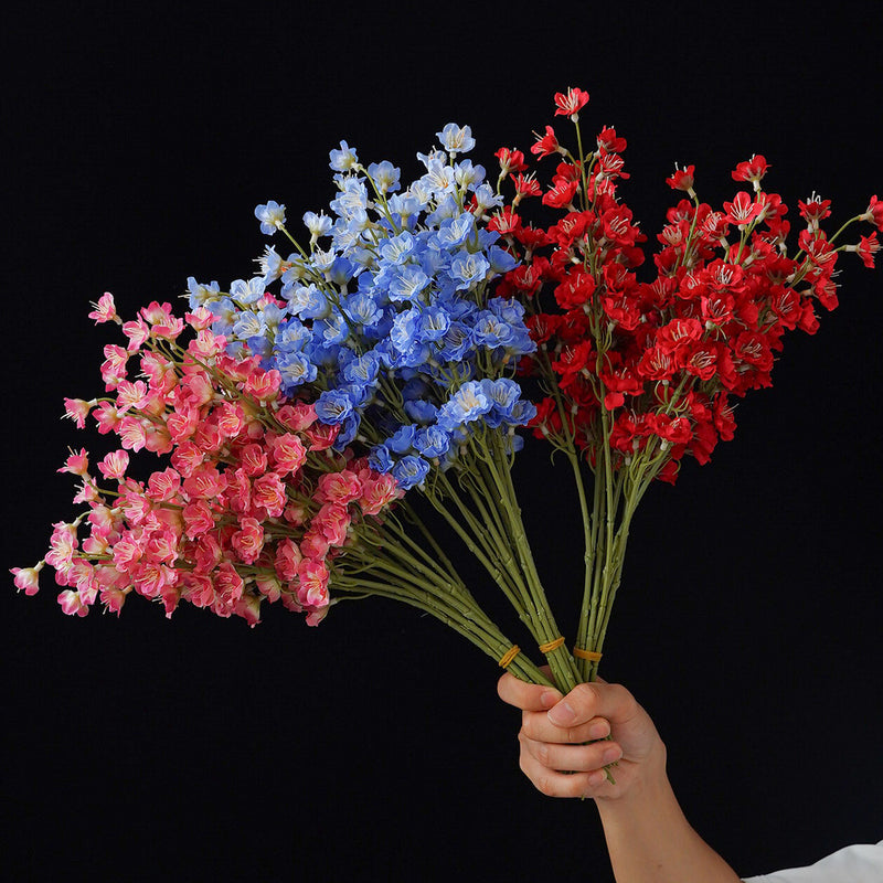 Artificial Delphinium Single Stem, 16 Blooms on Silk-Like Fabric, 16" Tall, for Wedding Centerpieces, Home Decor & Floral Arrangements