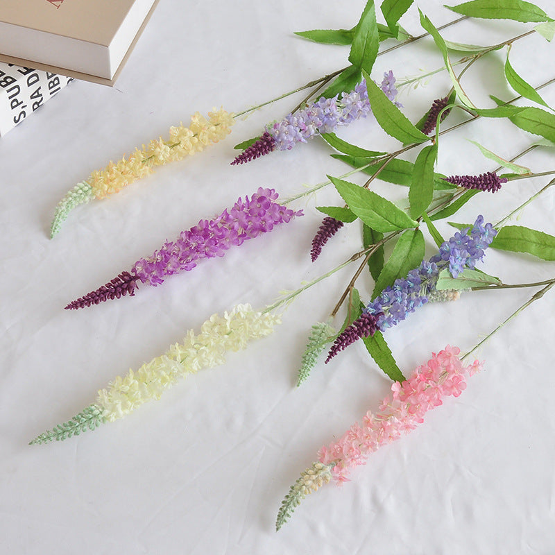 Artificial Lavender, Delphinium, and Foxtail Single Stem, Silk-Like Fabric, for Home Decor, Wedding, and Events