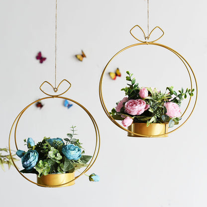 Bulk 1 Pc Metal Geometric Flower Stand Gold Plated Hanging Vase for Wedding Home Office Centerpiece Decor Wholesale
