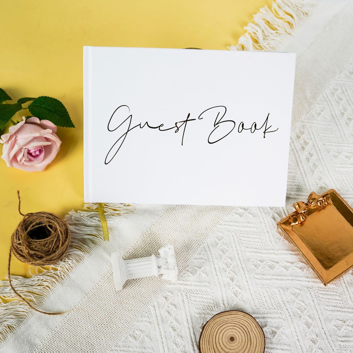 Minimalist Wedding Guest Book - Spiral Bound with Gold Foil 120 Pages