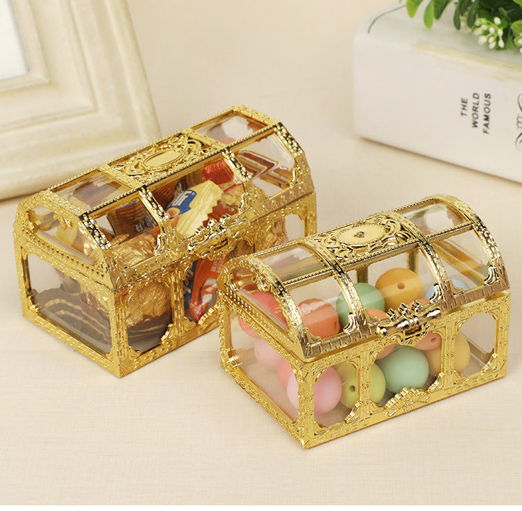 Bulk 12 Pack Clear Treasure Chest 3.5X2.5X2.4 Inch Plastic Favor Boxes for Wedding Party Wholesale