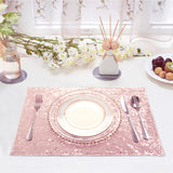 11.81 x 17.71 Inch Polyester Placemats with Sequin Embroidery, Solid Color Dining Table Mats, Stain-Resistant Washable Table Decor for Kitchen/Dining Room/Party
