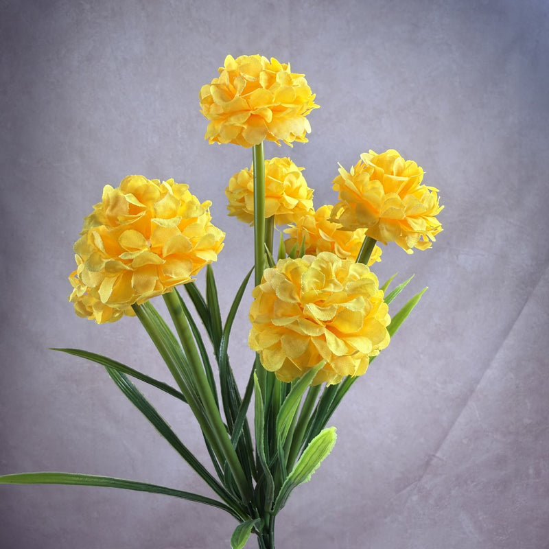 Artificial Chrysanthemum Bush with 6 Blooms, 18" PU Floral Stems for Weddings, Home Decor & Events, Realistic Fake Flowers