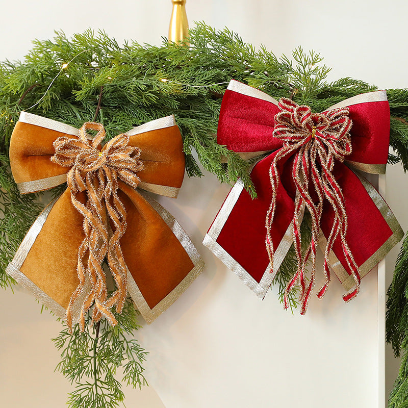 Christmas Bow Decor - Plush & Shimmer Fabric Ornament for Christmas Tree & Holiday Decor (10x10 Inches)
