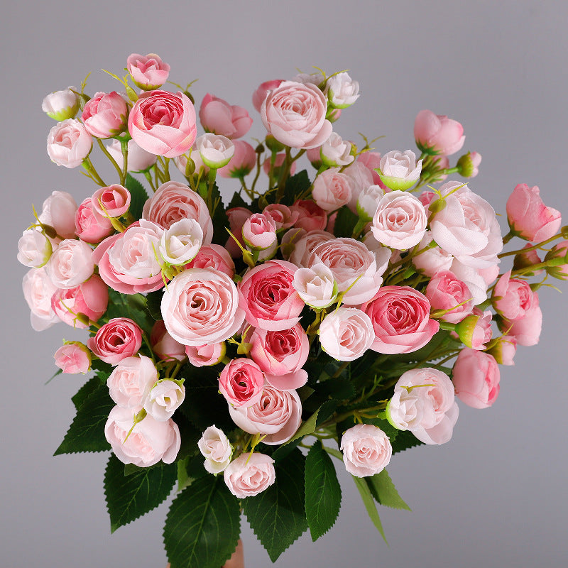 Artificial Camellia Bush with 12 Blooms, 18" Tall, Silk-Like Fabric, Perfect for Weddings, Home Decor, and Events