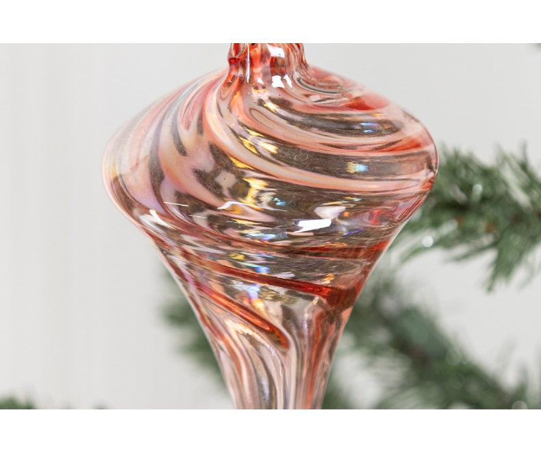 Bulk Christmas Glass Ornaments 12 Pcs Sparkle Helical Drop Decorations for Christmas Tree