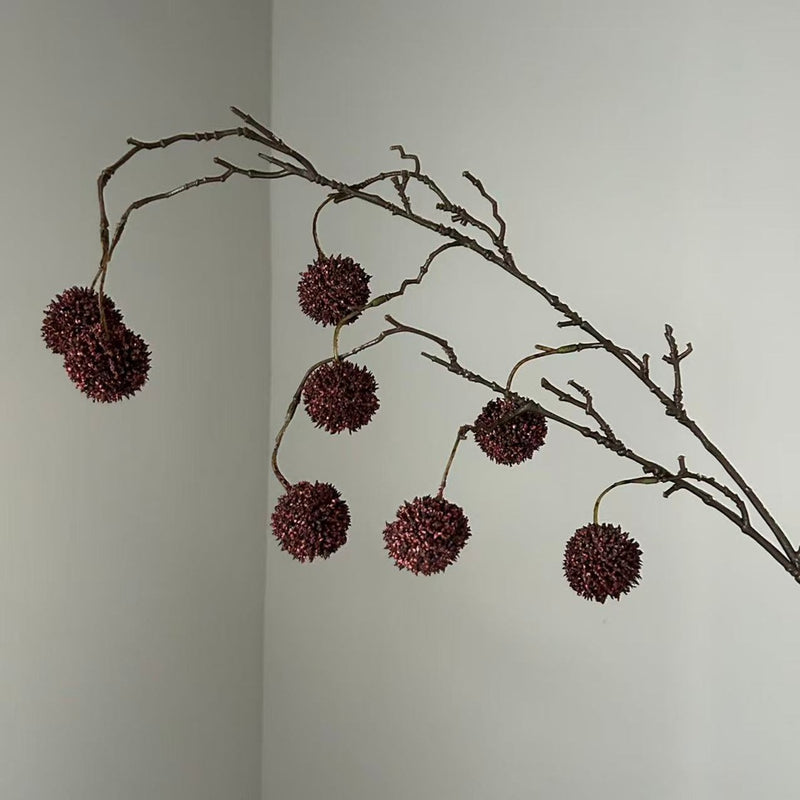 Artificial Wild Berry Bush with 8 Flower Heads, Plastic Faux Berry Stem for Weddings, Hotel Decor, Window Displays