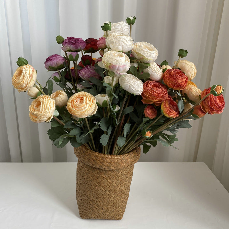 Hand-Tied Bouquet of 9 Multi-Layered Lotus Flowers, Faux Silk Floral Arrangement for Weddings, Home Decor, and Events