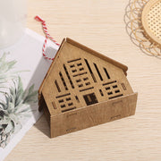 10 Pcs Brown Log Cabin Hanging Ornaments Christmas Tree Decor Bulk Set