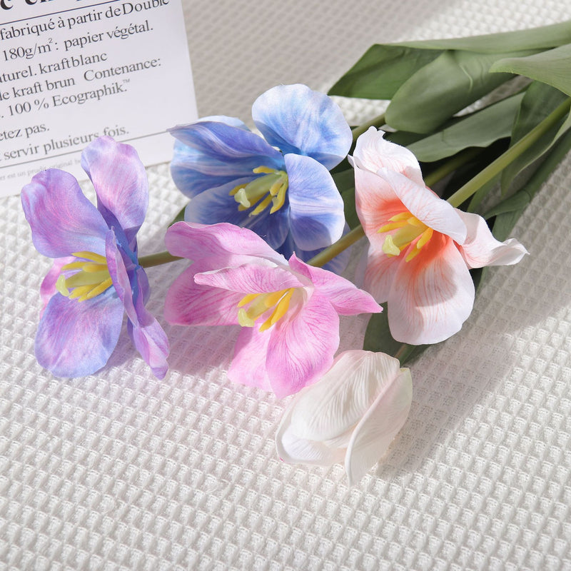 Single Stem PU Tulip, Realistic Artificial Flower, 26" Tall, Perfect for Weddings & Home Decor