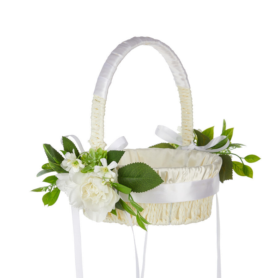 Wedding Flower Girl Basket & Spring Picnic Fruit Basket - Multi-Use Woven Basket for Ceremonies Outings & Home Decor