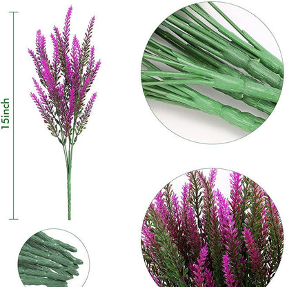Bulk 10 Pcs Lavender Artificial Flowers Real Touch Silk Stems UV Coating Weatherproof  Plants for Outdoor Window Boxes Farmhouse Wholesale