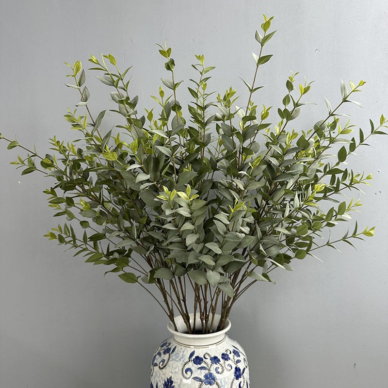 Artificial Eucalyptus Stem, Single Stem with 9 Branches, Faux Silk Fabric Greenery, Bendable, for Wedding, Home Decor & Events