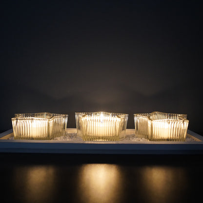 Bulk Star Glass Candle Holder Set With Tray Votive Candlestick for Home Wedding Party Desktop Centerpiece Candle Cup Wholesale