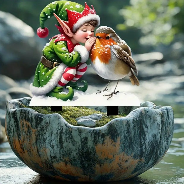 3 Christmas Gnomes & Robin Acrylic Garden Stakes - Bohemian Outdoor Lawn Decor for Planters