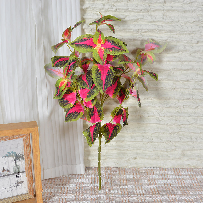 Artificial Coleus Leaf Bush, 18" Height, Silk-Like Fabric, Perfect for Indoor Decor, Wedding & Event Styling