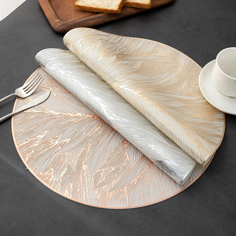 10 PCS PVC Hollow-out Gold Foil Placemats - Waterproof Oil - Proof & Heat - Insulation for Dining Table