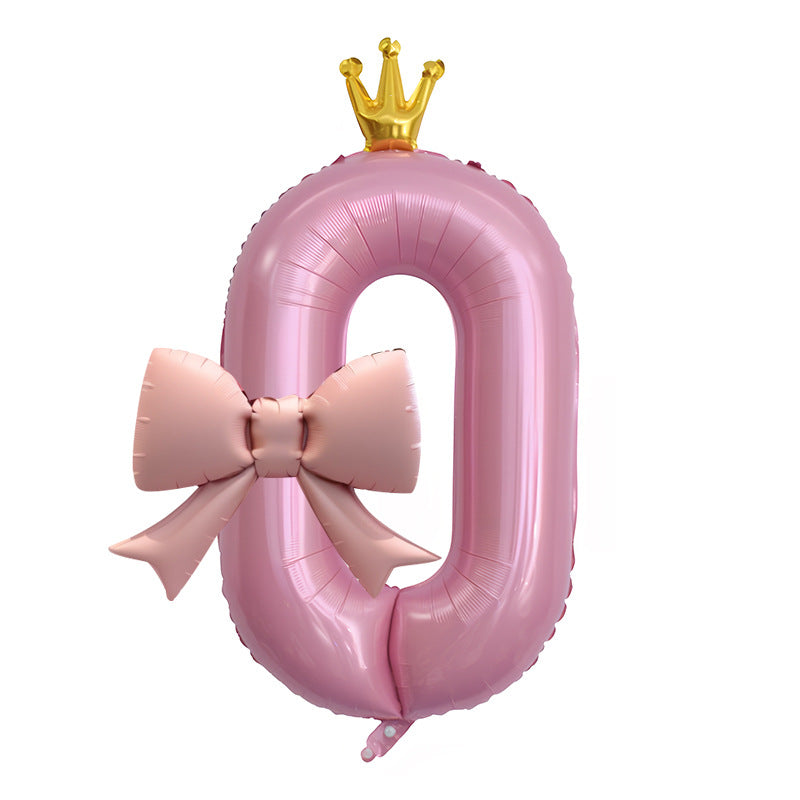 Pink Bow Number Balloons - 21 Inch Foil Balloons for Girls Birthday Decor Kids Outdoor Photo Props Party Scene Setup