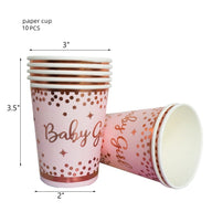 Bulk 10 Pcs Pink Disposable Tableware with Baby Girl Letters Decor Wholesale