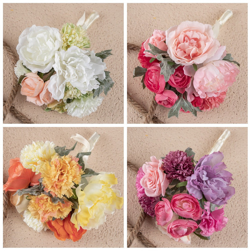 Artificial Bridesmaid Bouquet 11 Inch Vintage Style Bulk Wholesale Silk Flowers