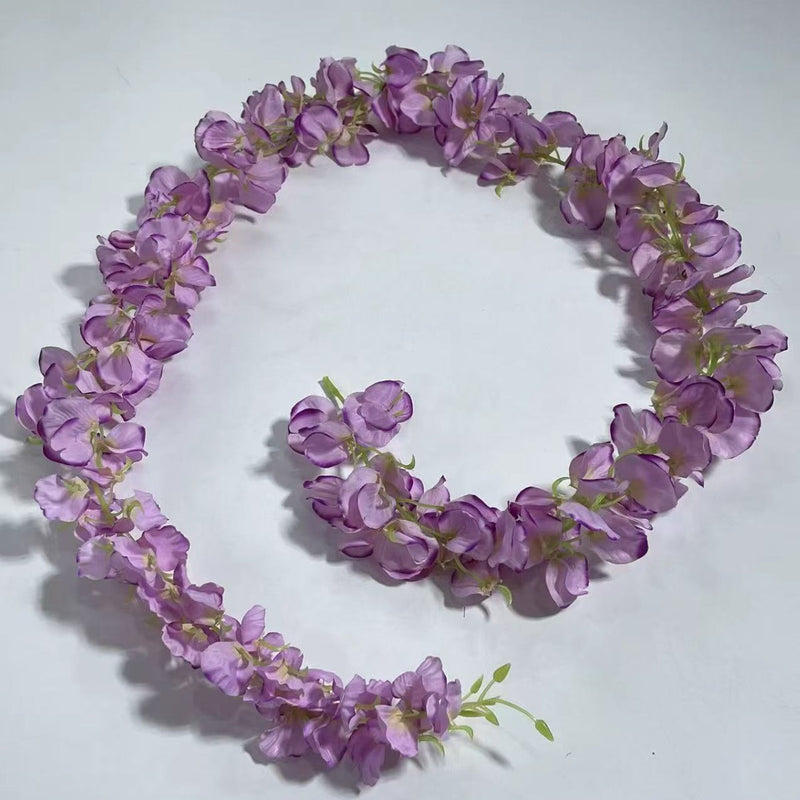 Artificial Wisteria Garland Vine, 59" Long with 168 Blooms, Silk-Like Fabric, for Weddings, Home & Event Decor