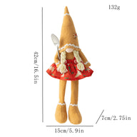 Christmas Gingerbread Gnome Doll - Long-Legged Plush Ornament Holiday Decoration