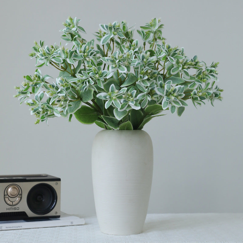 Single Stem Artificial Mint Leaf with White Edges, 18.5 Inches, for Weddings & Outdoor Decor