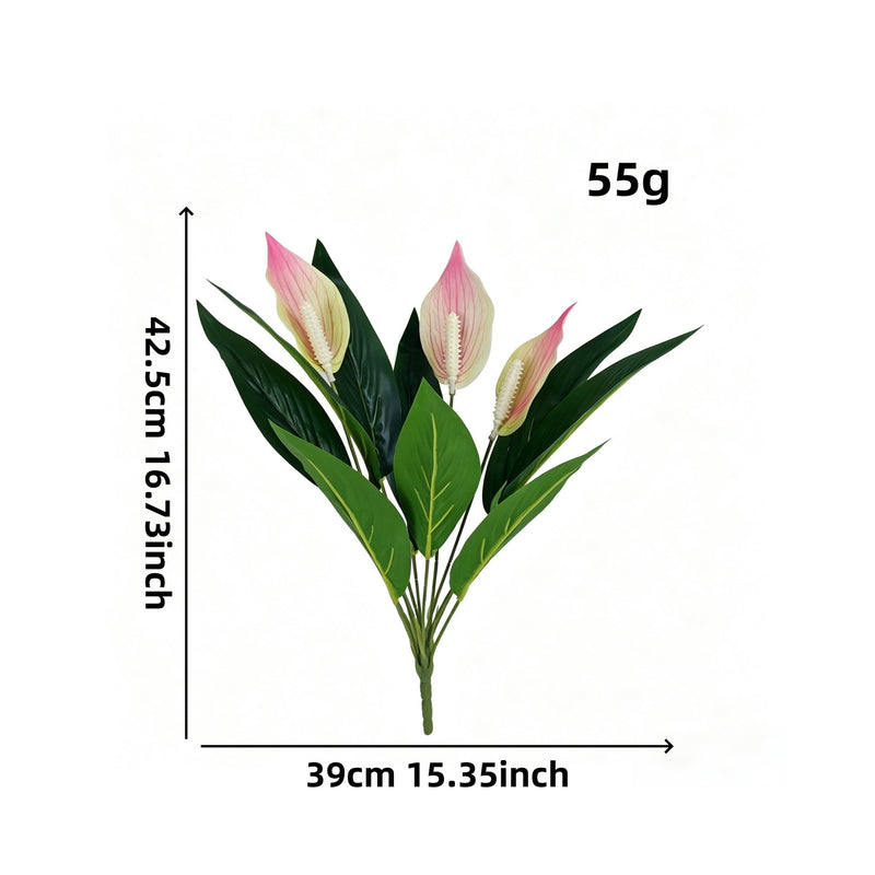 Artificial Anthurium Plant, 12-Bloom Bush, 17" Tall, PE/PVC Material, Indoor Decor for Home, Office, Events