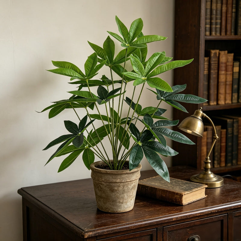 Artificial Lucky Leaf Bush with 18 Blooms, 29-Inch Tall, PE/PVC Material, Ideal for Indoor Décor, Weddings, and Events
