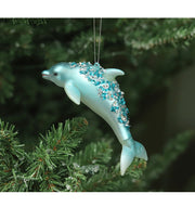 Artificial Glitter Dolphin Ornaments 12 Pcs Christmas Hanging Decorations Bulk Set