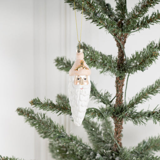Christmas Ornaments Icicle Santa Glass Hanging Decorations with Chain for Xmas Tree, Bulk Wholesale Set