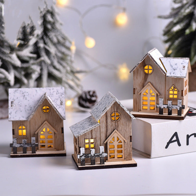 Christmas LED Glowing House Ornaments 6 Pcs Sparkly Desktop Model Decorations
