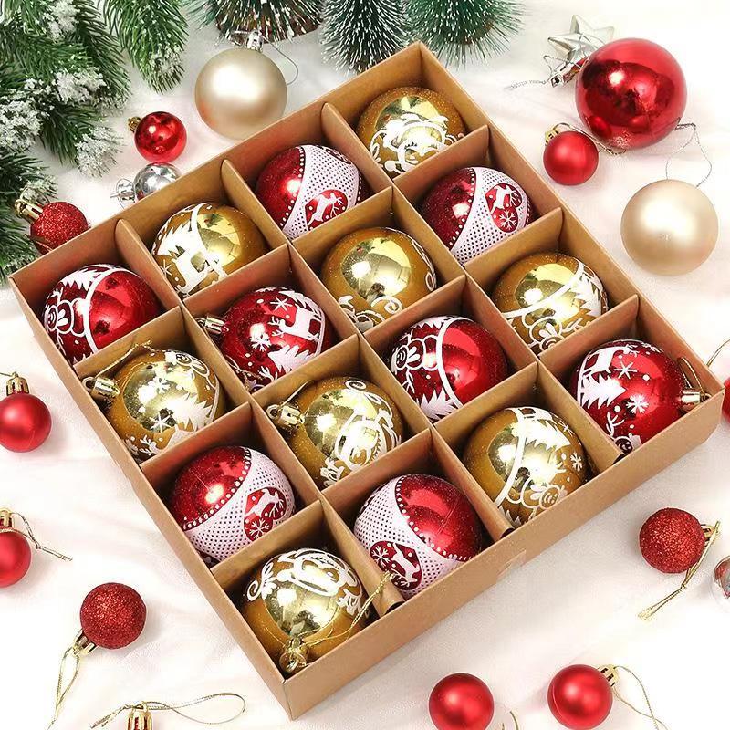 16 Pcs Christmas Ball Ornaments Hanging Decorations Red and White Holiday Decor