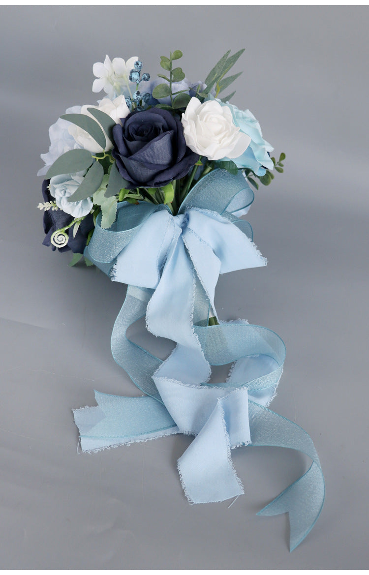 Bulk Blue Wedding Bouquets 2025 Silk Bride Bridesmaid Collections Hypoallergenic Florals Boho Beach Weddings Vintage Themes Wholesale