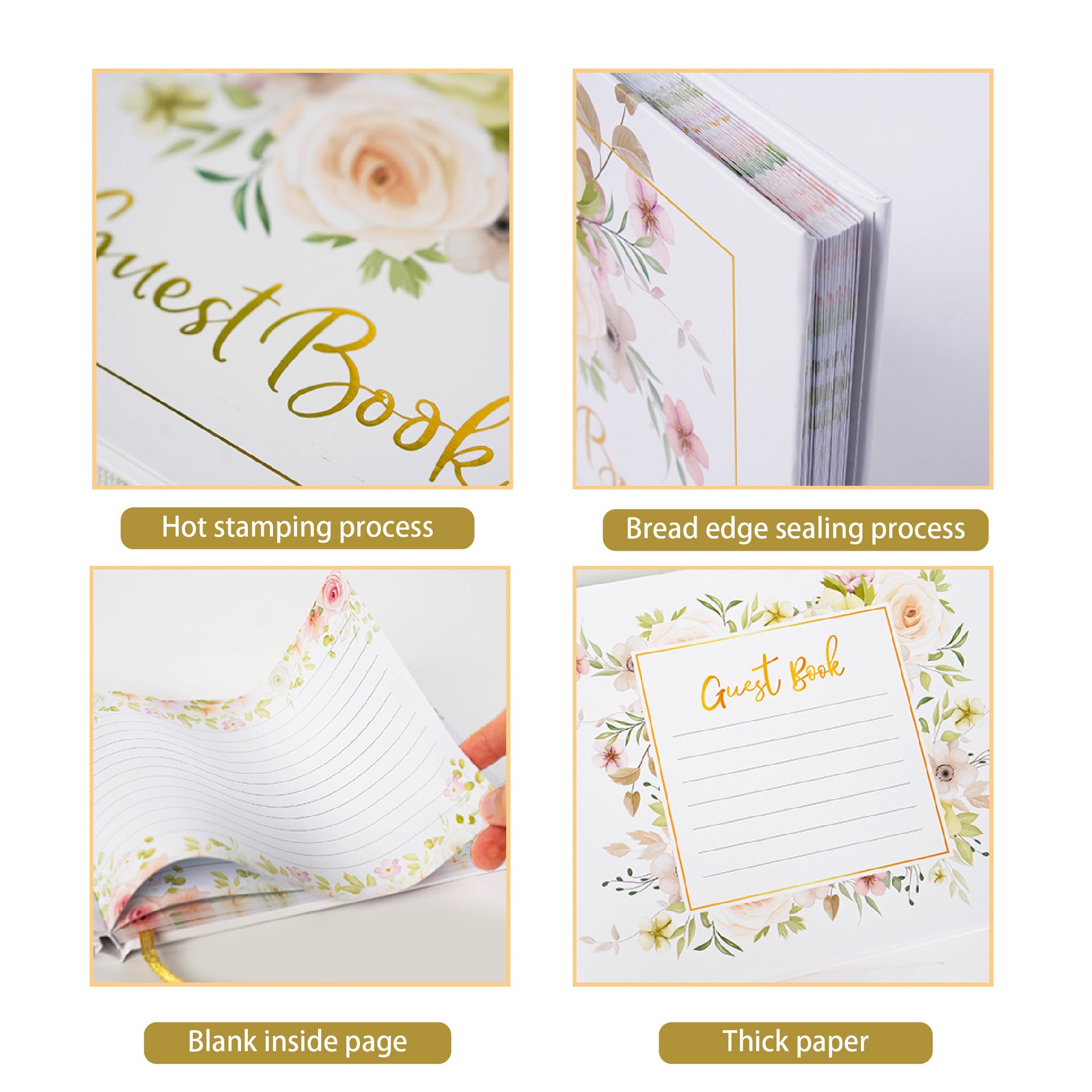 Minimalist Wedding Guest Book - Spiral Bound with Gold Foil 120 Pages