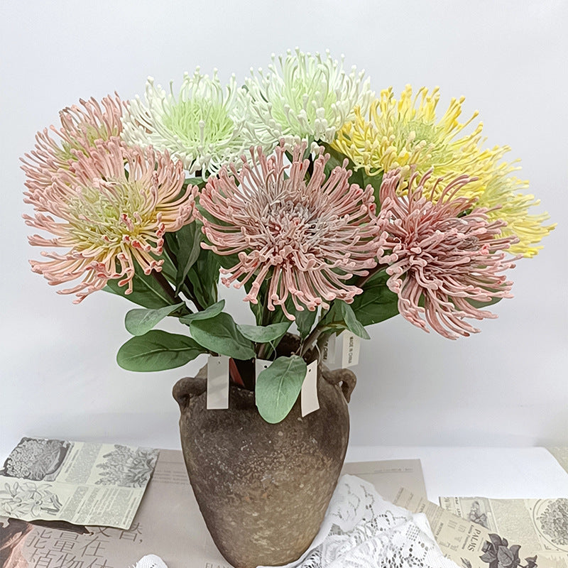 Single Stem Artificial Green Chrysanthemum Flower, 23" Long, Realistic Plastic Floral for Home Decor, Wedding, and Events