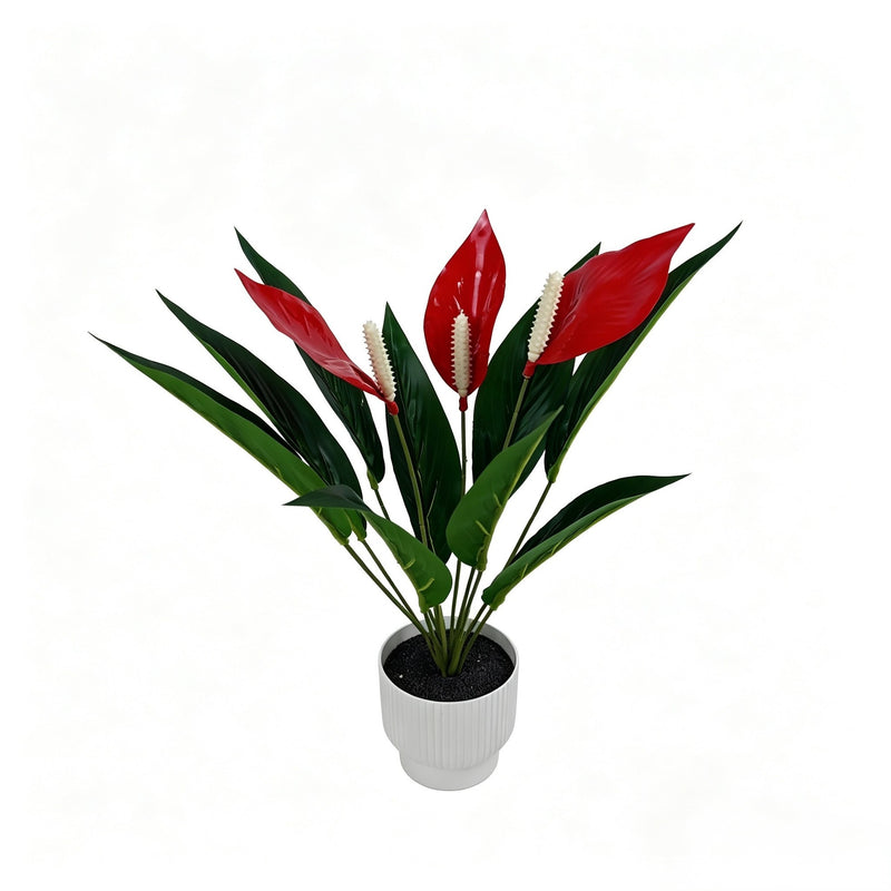 Artificial Anthurium Plant, 12-Bloom Bush, 17" Tall, PE/PVC Material, Indoor Decor for Home, Office, Events